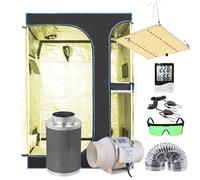 Tente de culture intérieure, lampes de croissance LED à intensité variable, système de ventilation complet, différentes tailles, 90X60X135CM2in1Kits
