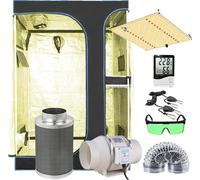 Tente de culture LED, construction durable, lampes LED à intensité variable, ventilateurs centrifuges et kit de filtres à charbon actif, 120X90X180CM2in1Kits