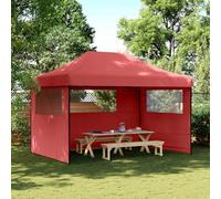 Tente de fête 279 x 410 x 315 cm en tissu Oxford rouge bordeaux avec cadre | 8 piquets de sol, 4 cordes coupe-vent, cadre en acier revêtu par pulvérisation, structure pliable, nettoyage facile