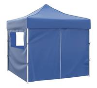 Tente de fête 291 x 291 x 315 cm Bleu Tissu Oxford Pop Up avec cordes | Montage rapide, cadre pliable, housse imperméable et résistante au soleil, idéale pour jardin, terrasse, mariage, barbecue et