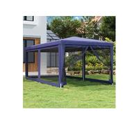 Tente de fête avec 6 parois latérales en maille Bleu 3x6 m PEHD