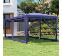 Tente de fête bleue, 3x6 mètres, en HDPE. Pavillon pliable, idéal pour les barbecues, les ventes, le jardin ou les fêtes. Grande tente de fête, tente pliable, pavillon de barbecue pliable avec 6 panne
