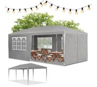 Juskys Tente de réception 3 x 6 m, Gris - pavillon de Jardin avec Toit & parois latérales - Tente de Jardin avec 18 m² de Surface au Sol - Protection Contre Le Soleil