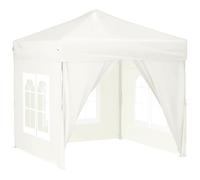 Tente de fête pliable 2 x 2 m avec parois latérales crème, tissu Oxford 210D enduit argenté, hydrofuge, résistante aux UV, cadre en acier, pour événements, camping, réunions de famille