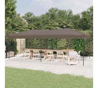 Tente de fête pliable taupe 3 x 6 m avec tissu Oxford 210D et structure en | Résistant aux UV, imperméable, revêtement argenté, structure en acier robuste, instructions de montage incluses (français non