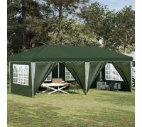 Tente de fête pop-up 575 x 288 x 245 cm Vert avec cadre en acier | Design pop-up, réglable en hauteur sur 3 niveaux, résistant aux intempéries, cadre en acier, pour fêtes, marchés