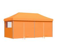 Tente de fête Pop-Up Orange 4 murs | Gazebo pliant, Tissu Oxford PVC, Cadre en acier, Porte de Château, Fenêtres, Pour Mariage et Grill