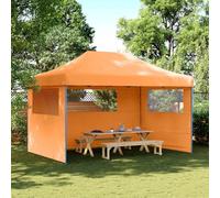 Tente de fête pop-up pliable avec 3 panneaux latéraux, orange, tissu Oxford | Design pop-up, montage en quelques secondes, 3 parois latérales avec fenêtres, cadre en acier revêtu par pulvérisation