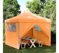 Tente de fête pop-up pliable avec 4 panneaux latéraux, orange | Tissu Oxford avec revêtement en PVC, cadre en acier revêtu par pulvérisation, entrée zippée, moustiquaire, pliable