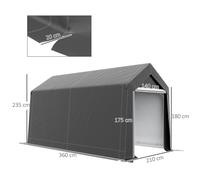 Tente de garage , 2,1 x 3,6 x 2,35 m Tente de stockage avec protection UV, porte à fermeture éclair, hydrofuge Garage en film plas