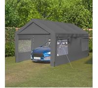 Tente de Garage Carport 3x6m, Gris, Hivernale avec Fenêtres Enroulables, Parois Amovibles, Tente de Stockage pour Auto SUV Bateau