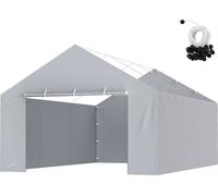Tente de garage Carport Paroi latérale, bâche d'abri pour tente de garage, résistante, étanche à l'eau et protégée contre les UV, grise (partie supérieure et cadre non compris dans la livraison)