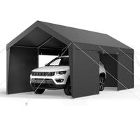 Tente de garage Carport - Tente de garage 3,05x6,09x2,87m - Abri de voiture en gris - Tente de garage de haute qualité pour la protection du véhicule