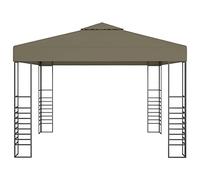 Tente de jardin 3 x 3 m Taupe | Cadre en acier, polyester avec revêtement de polyamide, double ventilation, pour les fêtes et le gril