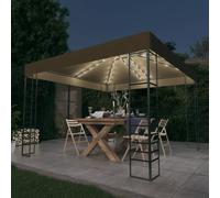 Tente de jardin sobre avec guirlande lumineuse LED 3x3 m taupe - Pavillons & tentes de réception FR1213408 3parcel
