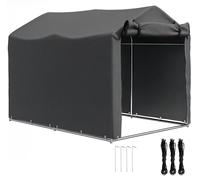Tente de rangement pour le jardin - Garage pour moto et outils - Imperméable - Porte à enroulement avec fermeture éclair - Structure métallique - Gris foncé