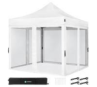 Tente de réception - 3x3 m - Premium Easy-Up Tente de réception | Set incl. parois latérales en moustiquaire - Blanche