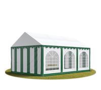 Tente de réception 4x6 m, toile de haute qualité 500g/m² PVC vert-blanc, cadre de sol, construction en acier galvanisé, fixation par vissage