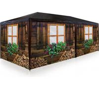 Tente de réception 6x3m design chalet bois alpage 6 parois latérales amovibles Après-Ski fête de la bière 18m²