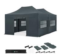 Tente de réception 6x4,5 m grise - 2 tonnelles pliantes avec parois, kit de connexion, étanche & UV 50+ | VONROC
