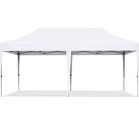 Tente de réception avec parois latérales – 300 x 600 cm – Dépliable – Blanche – Easy Up – Pavillon – Imperméable et résistante aux intempéries – Réglable en hauteur