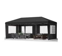 Tente de réception avec parois latérales - 300x600 cm - Pliable - Noir - Tissu Oxford 420D - Easy-Up Pavillon - Etanche & résistant aux intempéries - Réglable en hauteur