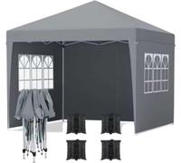 Tente de réception avec parties latérales - 300x300 cm - Pavillon pliable - Étanche & protection UV - Réglable en hauteur - Outdoor & Garden - Easy-Up
