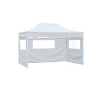Tente de réception pliable avec 3 parois 3x4 m Acier Blanc