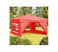 vidaXL Tente de réception pliable 3x3 m avec parois latérales Rouge