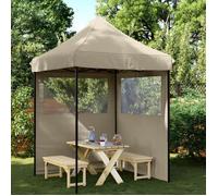 vidaXL Tente de réception pliable Pop-Up avec 2 parties latérales Taupe