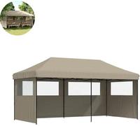 Tente de réception pliable - Pavillon - 3x6 - Easy Up - Imperméable - avec parois latérales - Résistant aux intempéries - Taupe