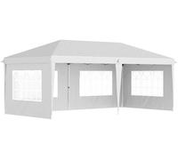 Tente de réception pliable - Pavillon de jardin pop-up - 6 x 3 mètres - Imperméable - Protection UV - 4 panneaux latéraux avec fenêtres - Sac de transport - Blanc