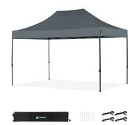 Tente de réception pliante 3x4,5 m grise - tonnelle easy-up, étanche 3000 mm & UV 50+ | VONROC