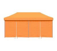 Tente de réception pop-up avec 4 parois latérales Orange | Tissu Oxford enduit de PVC hydrofuge pliable avec fermetures éclair et fenêtres transparentes