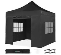 Tente de réception Premium Easy-Up - 3x3 m | Ensemble incl. parois latérales - Noir