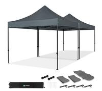 Tente de réception Premium Easy-Up - 6x3 m | Ensemble incl. 2x tente de fête et 1x kit de connexion - Grise
