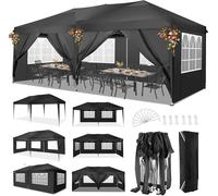 Tente de réception - Tente - Toile de protection - Auvent extérieur - 3 x 6 mètres - Tissu Oxford imperméable - Structure en acier réglable