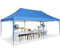 Tente de réception - Tente - Toile de protection - Protection solaire - Imperméable - 3 x 6 mètres - Structure en acier - Bleu