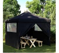 vidaXL Tente de réception pliable Pop-Up avec 4 panneaux latéraux noir