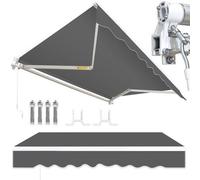 Tente d'ombrage Luifelknick 300 x 250 cm, structure en aluminium, polyester imperméable 280 g/m², fabriquée à la main, pour terrasse et balcon, gris