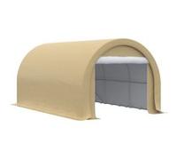 Outsunny Carport tente de garage 5 x 3 x 2,4 m, abri voiture extérieur, tente de stockage avec porte enroulable zippée, acier galvanisé, PE haute densité 190 g/m², beige