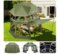 Tente Moustiquaire Tonnelle Pop-up-VEVOR-3,96x3,96 m-Tente Moustiquaire Pliante 10-12 Personnes-13 Côtés Abri Solaire-Vert