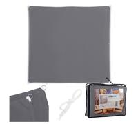 Tente pare-soleil Relaxdays, 4 x 4 m, polyester, imperméable, toile à œillets et cordes de tension, toile pare-soleil carrée, gris foncé