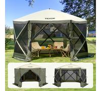 Tente pavillon pop-up VEVOR, tente pop-up avec baldaquin sur 6 côtés, protection solaire 12 x 12 pieds, tente à montage rapide avec moustiquaire, vert armée