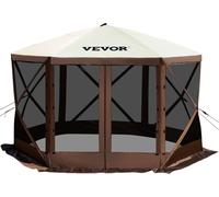 Tente Pavillon VEVOR, 3,6 x 3,6 m, abri de camping pop-up à 6 côtés avec fenêtres en filet, sac de transport portable, piquets de terre, grandes tentes d'ombre pour le camping en plein air, sur gazon 