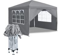 Tente pliante CEEDIR 3 x 3 m, imperméable et résistante à l'hiver, tente pliante robuste avec parois latérales et protection UV, tente de réception à hauteur réglable pour le jardin, le camping, les m