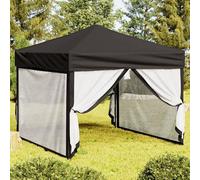 Tente pliante noire, pavillon pliable, tente de réception pliable, kiosque de jardin, stand de tente de fête grande, tente pliante, pavillon pliable avec parois latérales, 3x3 mètres