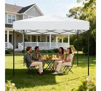 Tente pliante pop-up NAIZY 3 x 3 m, montage rapide à un bouton, imperméable et résistante aux UV, sans parois latérales, sac et accessoires inclus – Blanc