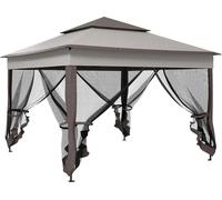 Tente pliante - Tente de réception - 3,3 x 3,3 m - 4 panneaux latéraux avec moustiquaire - Toile en toile - Gris