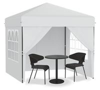 Tente pliante UISEBRT 2,5 x 2,5 m, montage rapide à un bouton, imperméable et protection UV, avec 4 panneaux latéraux, sac de transport inclus – Blanc